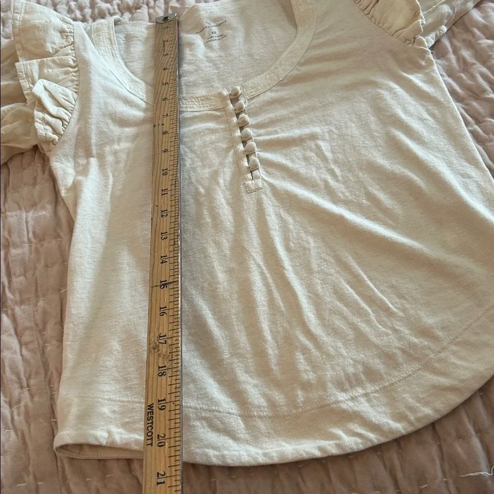 By Anthropologie Embroidered Puff-Sleeve Top XS new with tags